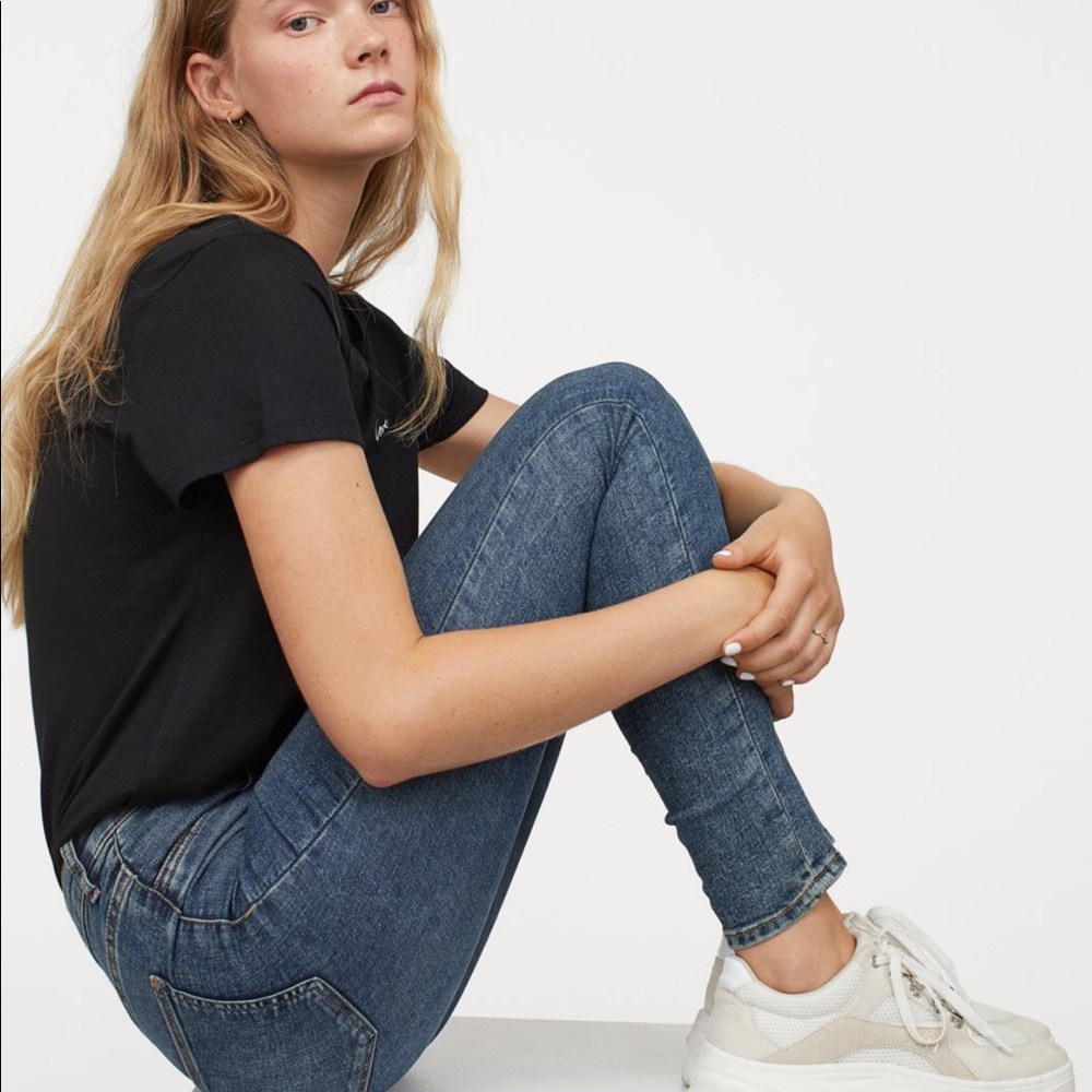 H&M Divided dark acid wash hi waisted skinny jeans